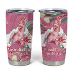 Pink Cockatoo Australia Day Tumbler Cup Proud To Be An Aussie Opal Eucalyptus Blossoms - Aussie Hoodie
