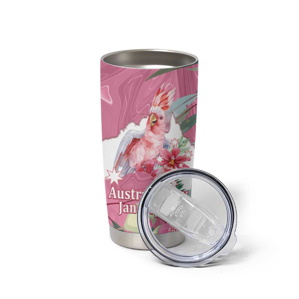 Pink Cockatoo Australia Day Tumbler Cup Proud To Be An Aussie Opal Eucalyptus Blossoms - Aussie Hoodie