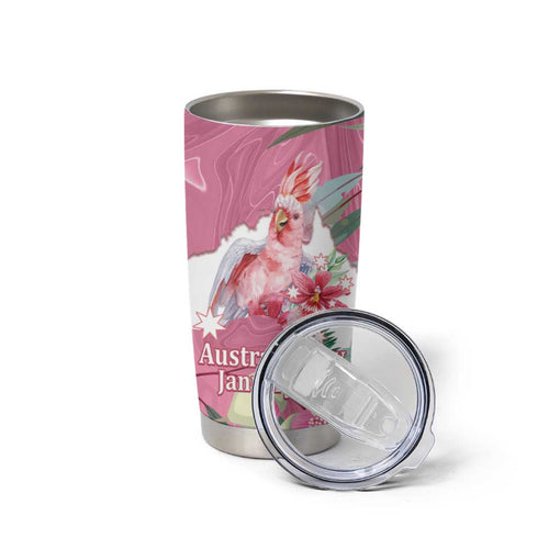 Pink Cockatoo Australia Day Tumbler Cup Proud To Be An Aussie Opal Eucalyptus Blossoms - Aussie Hoodie