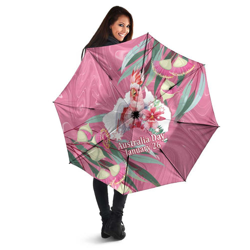 Pink Cockatoo Australia Day Umbrella Proud To Be An Aussie Opal Eucalyptus Blossoms - Aussie Hoodie