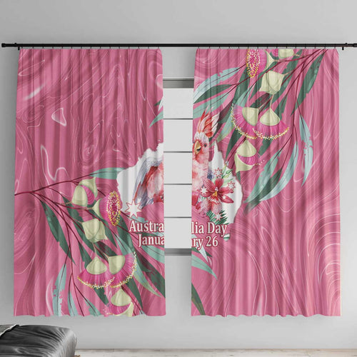 Pink Cockatoo Australia Day Window Curtain Proud To Be An Aussie Opal Eucalyptus Blossoms - Aussie Hoodie