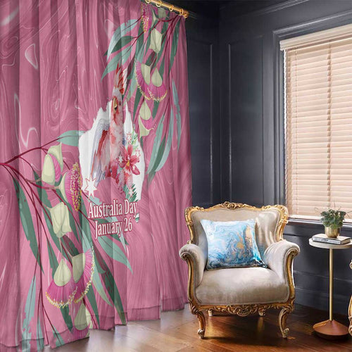 Pink Cockatoo Australia Day Window Curtain Proud To Be An Aussie Opal Eucalyptus Blossoms - Aussie Hoodie