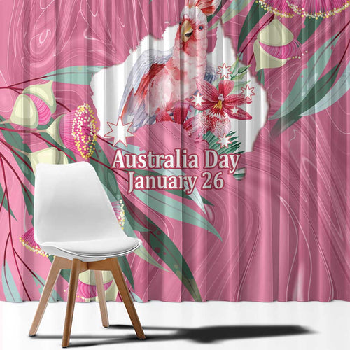 Pink Cockatoo Australia Day Window Curtain Proud To Be An Aussie Opal Eucalyptus Blossoms - Aussie Hoodie