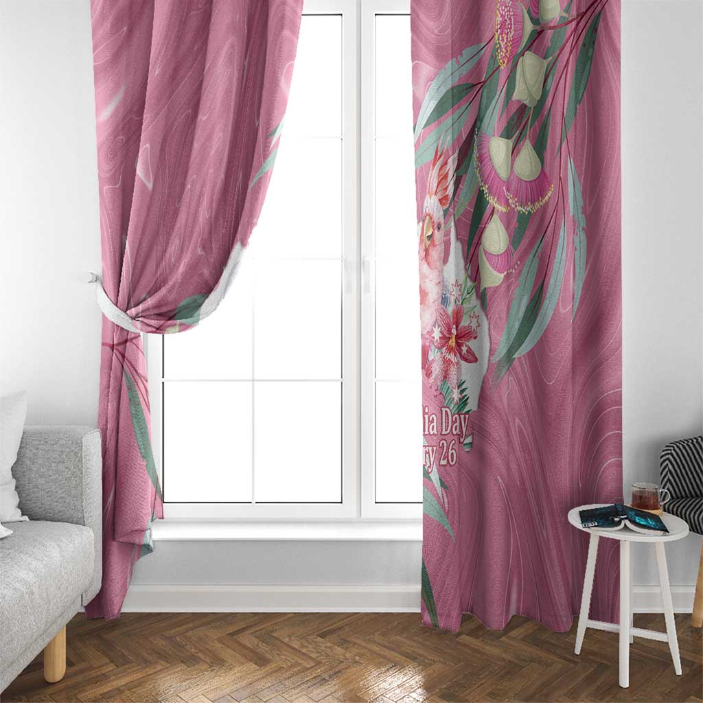 Pink Cockatoo Australia Day Window Curtain Proud To Be An Aussie Opal Eucalyptus Blossoms - Aussie Hoodie