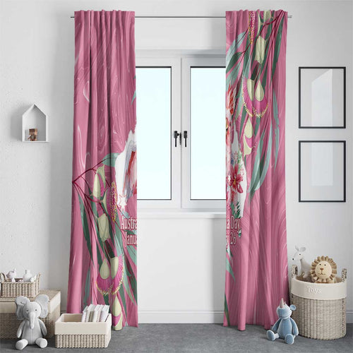 Pink Cockatoo Australia Day Window Curtain Proud To Be An Aussie Opal Eucalyptus Blossoms - Aussie Hoodie