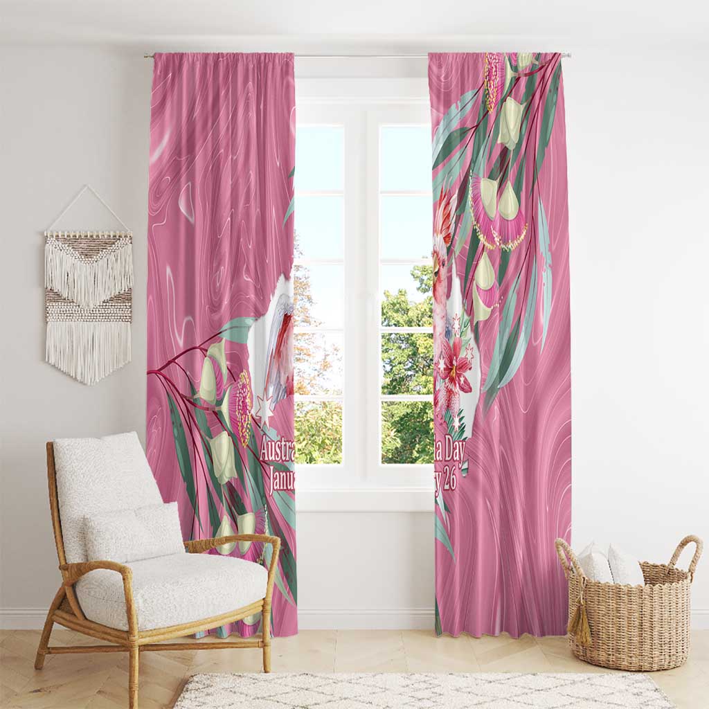 Pink Cockatoo Australia Day Window Curtain Proud To Be An Aussie Opal Eucalyptus Blossoms - Aussie Hoodie