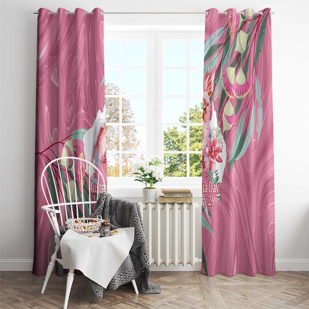Pink Cockatoo Australia Day Window Curtain Proud To Be An Aussie Opal Eucalyptus Blossoms - Aussie Hoodie