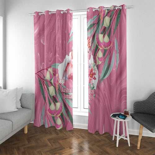 Pink Cockatoo Australia Day Window Curtain Proud To Be An Aussie Opal Eucalyptus Blossoms - Aussie Hoodie