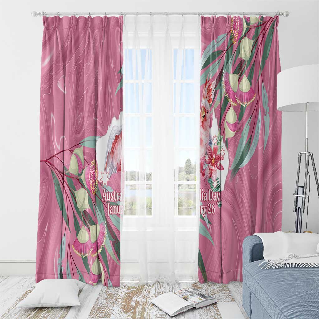 Pink Cockatoo Australia Day Window Curtain Proud To Be An Aussie Opal Eucalyptus Blossoms - Aussie Hoodie
