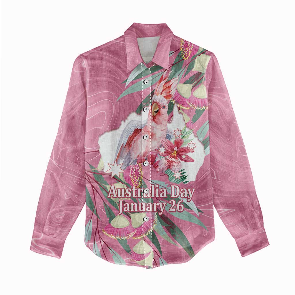 Pink Cockatoo Australia Day Women Casual Shirt Proud To Be An Aussie Opal Eucalyptus Blossoms - Aussie Hoodie