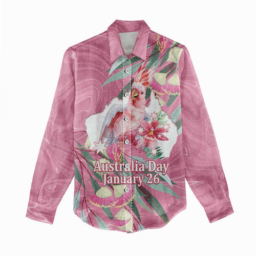 Pink Cockatoo Australia Day Women Casual Shirt Proud To Be An Aussie Opal Eucalyptus Blossoms - Aussie Hoodie