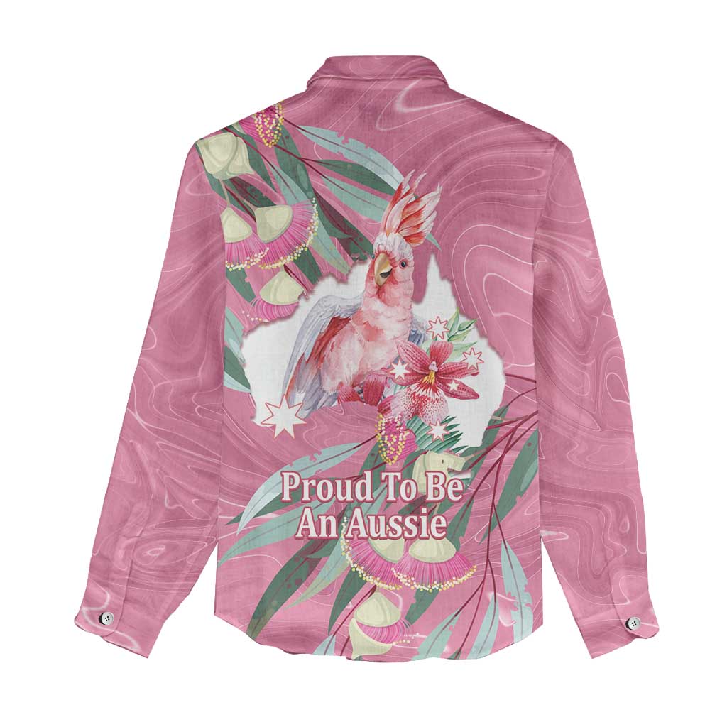 Pink Cockatoo Australia Day Women Casual Shirt Proud To Be An Aussie Opal Eucalyptus Blossoms - Aussie Hoodie