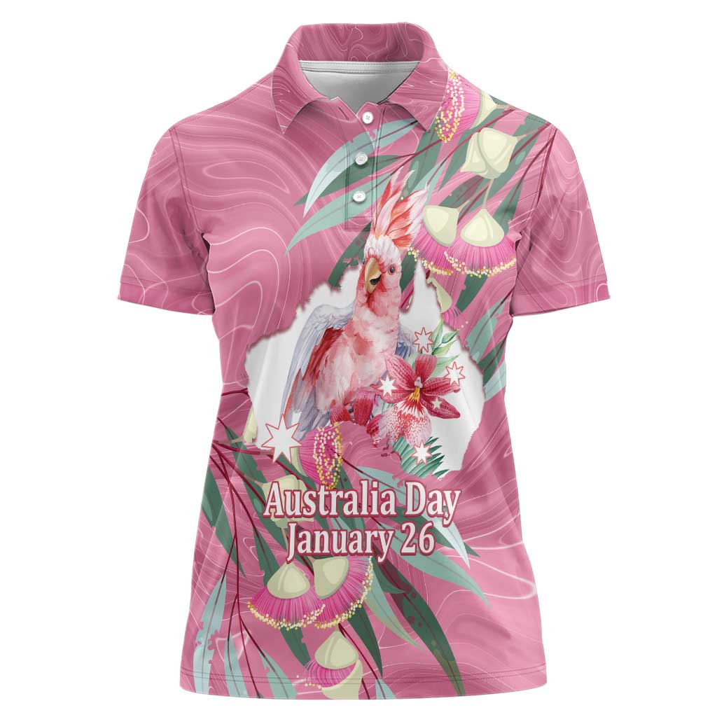 Pink Cockatoo Australia Day Women Polo Shirt Proud To Be An Aussie Opal Eucalyptus Blossoms - Aussie Hoodie