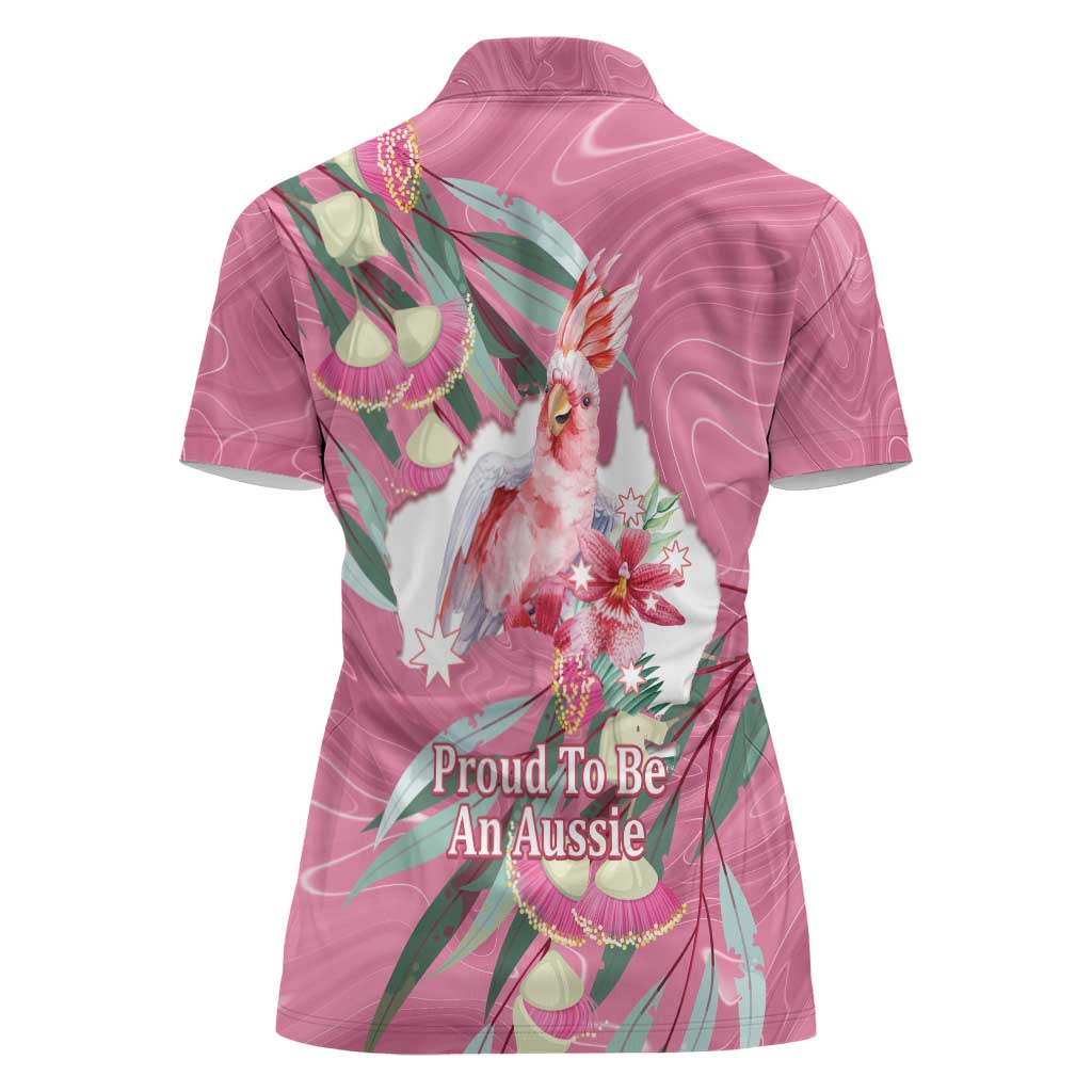 Pink Cockatoo Australia Day Women Polo Shirt Proud To Be An Aussie Opal Eucalyptus Blossoms - Aussie Hoodie