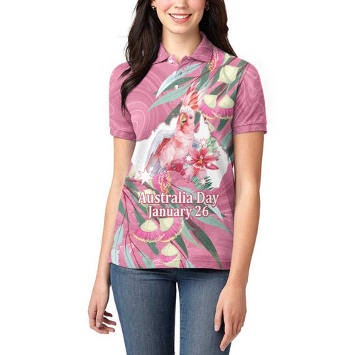 Pink Cockatoo Australia Day Women Polo Shirt Proud To Be An Aussie Opal Eucalyptus Blossoms - Aussie Hoodie