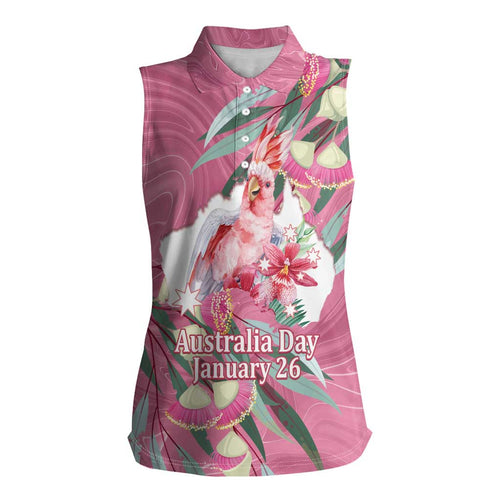 Pink Cockatoo Australia Day Women Sleeveless Polo Shirt Proud To Be An Aussie Opal Eucalyptus Blossoms - Aussie Hoodie