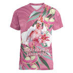 Pink Cockatoo Australia Day Women V-Neck T-Shirt Proud To Be An Aussie Opal Eucalyptus Blossoms - Aussie Hoodie