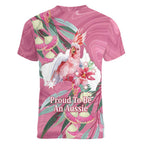 Pink Cockatoo Australia Day Women V-Neck T-Shirt Proud To Be An Aussie Opal Eucalyptus Blossoms - Aussie Hoodie