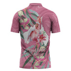Pink Cockatoo Australia Day Zipper Polo Shirt Proud To Be An Aussie Opal Eucalyptus Blossoms - Aussie Hoodie