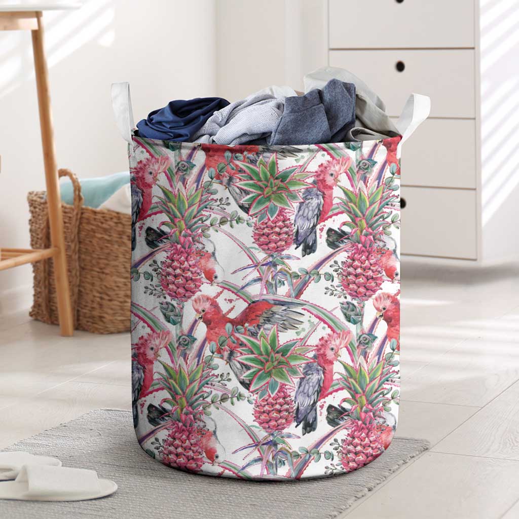 Australia Pink Galah Laundry Basket Rose-breasted Cockatoo Pineapple Seamless Vibes - Aussie Hoodie