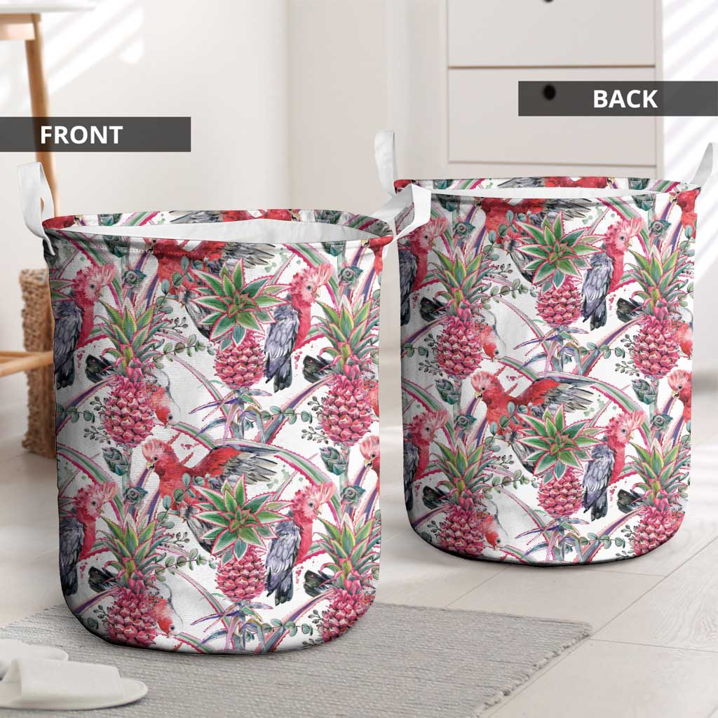 Australia Pink Galah Laundry Basket Rose-breasted Cockatoo Pineapple Seamless Vibes - Aussie Hoodie
