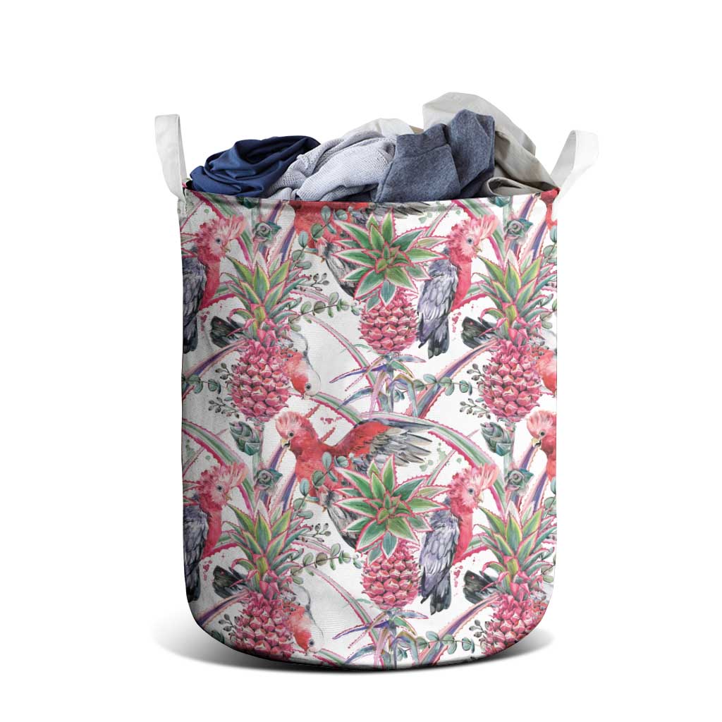 Australia Pink Galah Laundry Basket Rose-breasted Cockatoo Pineapple Seamless Vibes - Aussie Hoodie