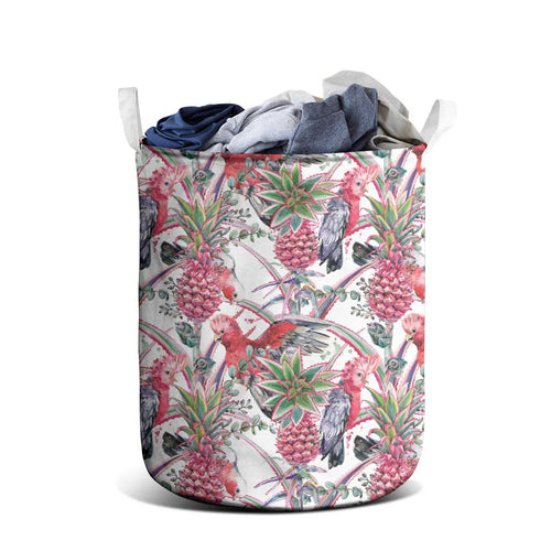Australia Pink Galah Laundry Basket Rose-breasted Cockatoo Pineapple Seamless Vibes - Aussie Hoodie