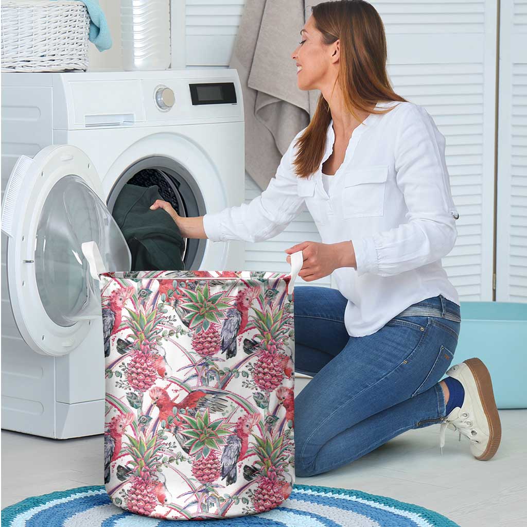 Australia Pink Galah Laundry Basket Rose-breasted Cockatoo Pineapple Seamless Vibes - Aussie Hoodie
