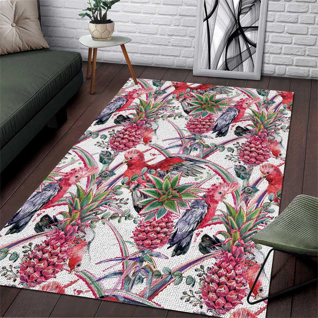 Australia Pink Galah Area Rug Rose-breasted Cockatoo Pineapple Seamless Vibes - Aussie Hoodie