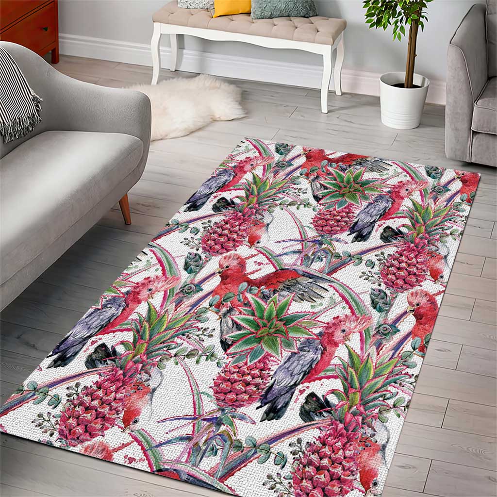 Australia Pink Galah Area Rug Rose-breasted Cockatoo Pineapple Seamless Vibes - Aussie Hoodie