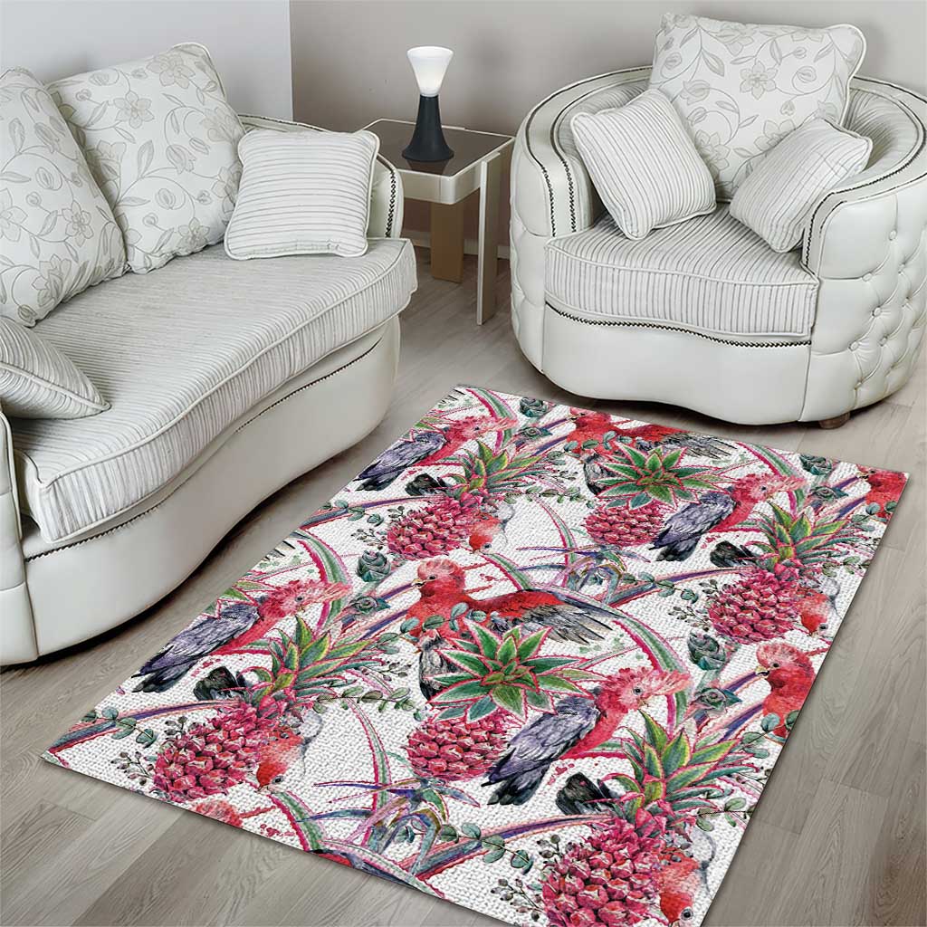 Australia Pink Galah Area Rug Rose-breasted Cockatoo Pineapple Seamless Vibes - Aussie Hoodie