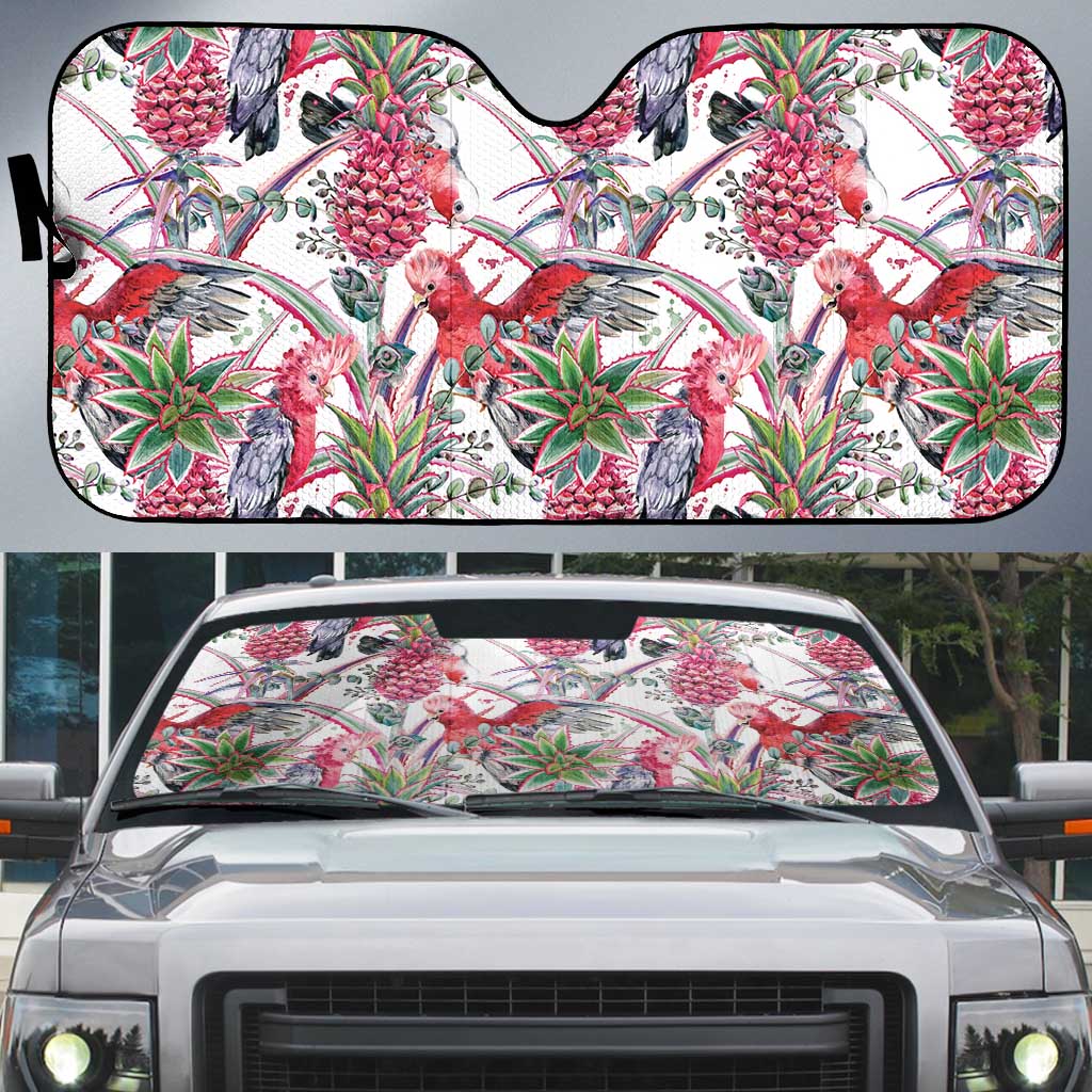 Australia Pink Galah Auto Sun Shade Rose-breasted Cockatoo Pineapple Seamless Vibes - Aussie Hoodie