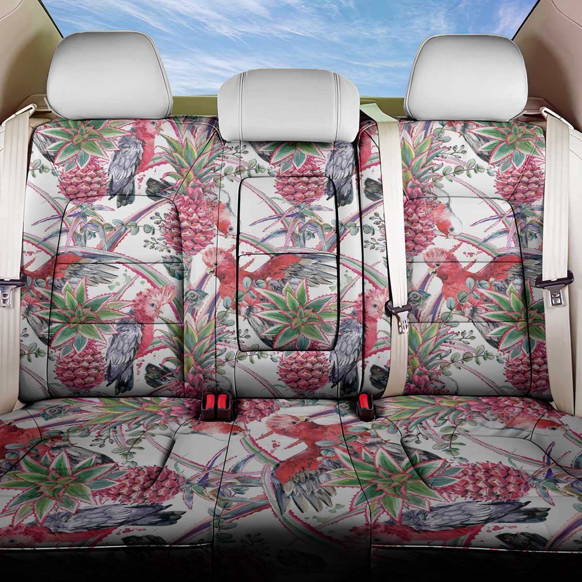 Australia Pink Galah Back Car Seat Cover Rose-breasted Cockatoo Pineapple Seamless Vibes - Aussie Hoodie