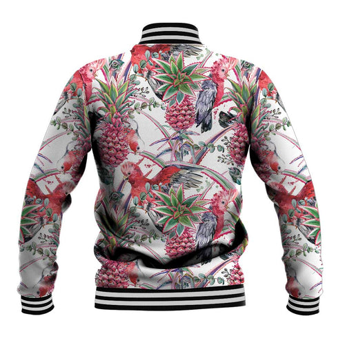 Australia Pink Galah Baseball Jacket Rose-breasted Cockatoo Pineapple Seamless Vibes - Aussie Hoodie