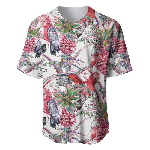 Australia Pink Galah Baseball Jersey Rose-breasted Cockatoo Pineapple Seamless Vibes - Aussie Hoodie