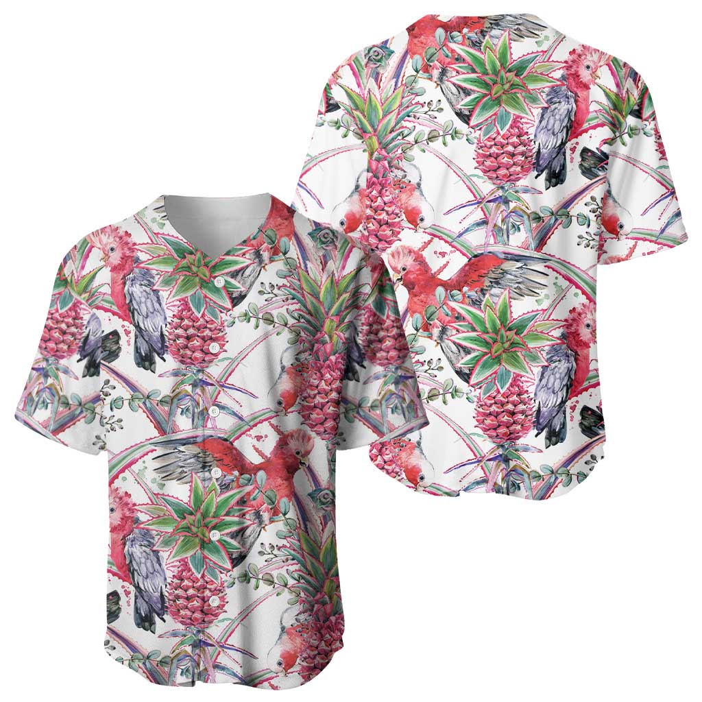 Australia Pink Galah Baseball Jersey Rose-breasted Cockatoo Pineapple Seamless Vibes - Aussie Hoodie