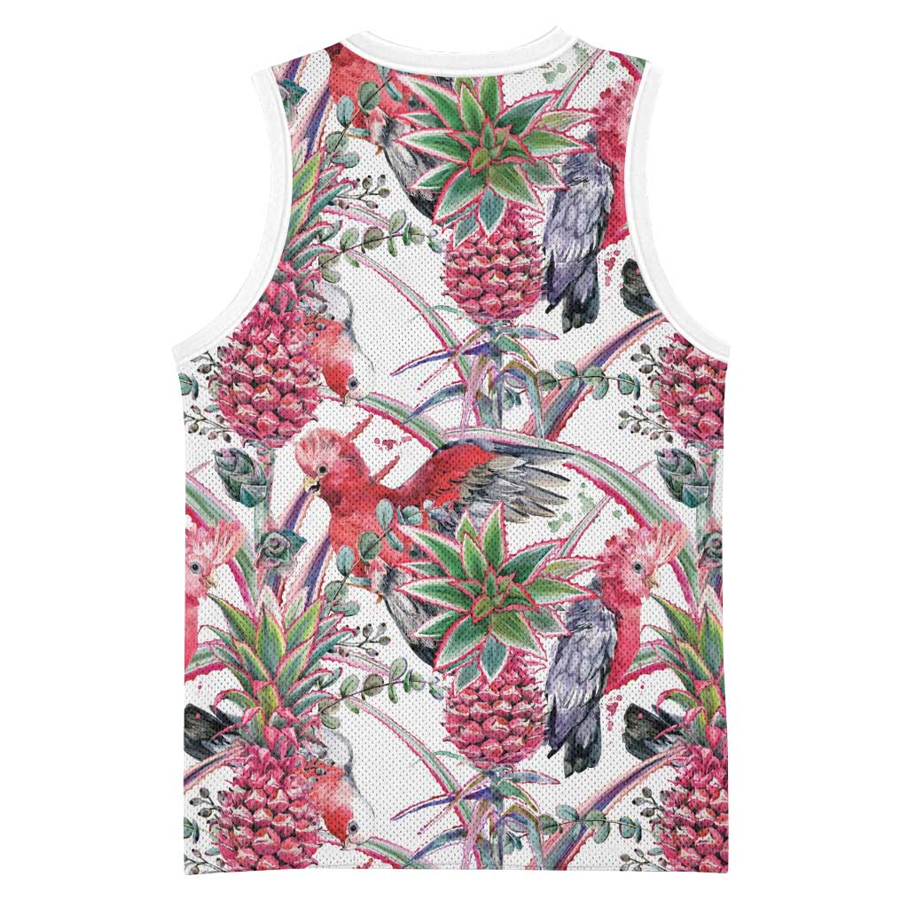 Australia Pink Galah Basketball Jersey Rose-breasted Cockatoo Pineapple Seamless Vibes - Aussie Hoodie