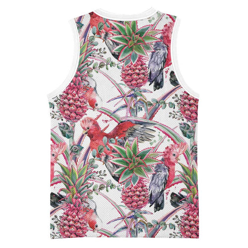 Australia Pink Galah Basketball Jersey Rose-breasted Cockatoo Pineapple Seamless Vibes - Aussie Hoodie