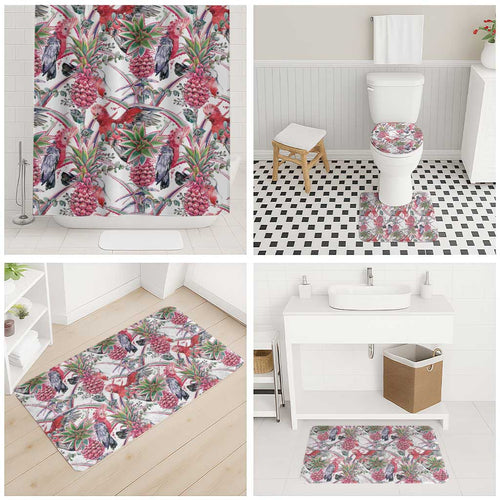 Australia Pink Galah Bathroom Set Rose-breasted Cockatoo Pineapple Seamless Vibes - Aussie Hoodie