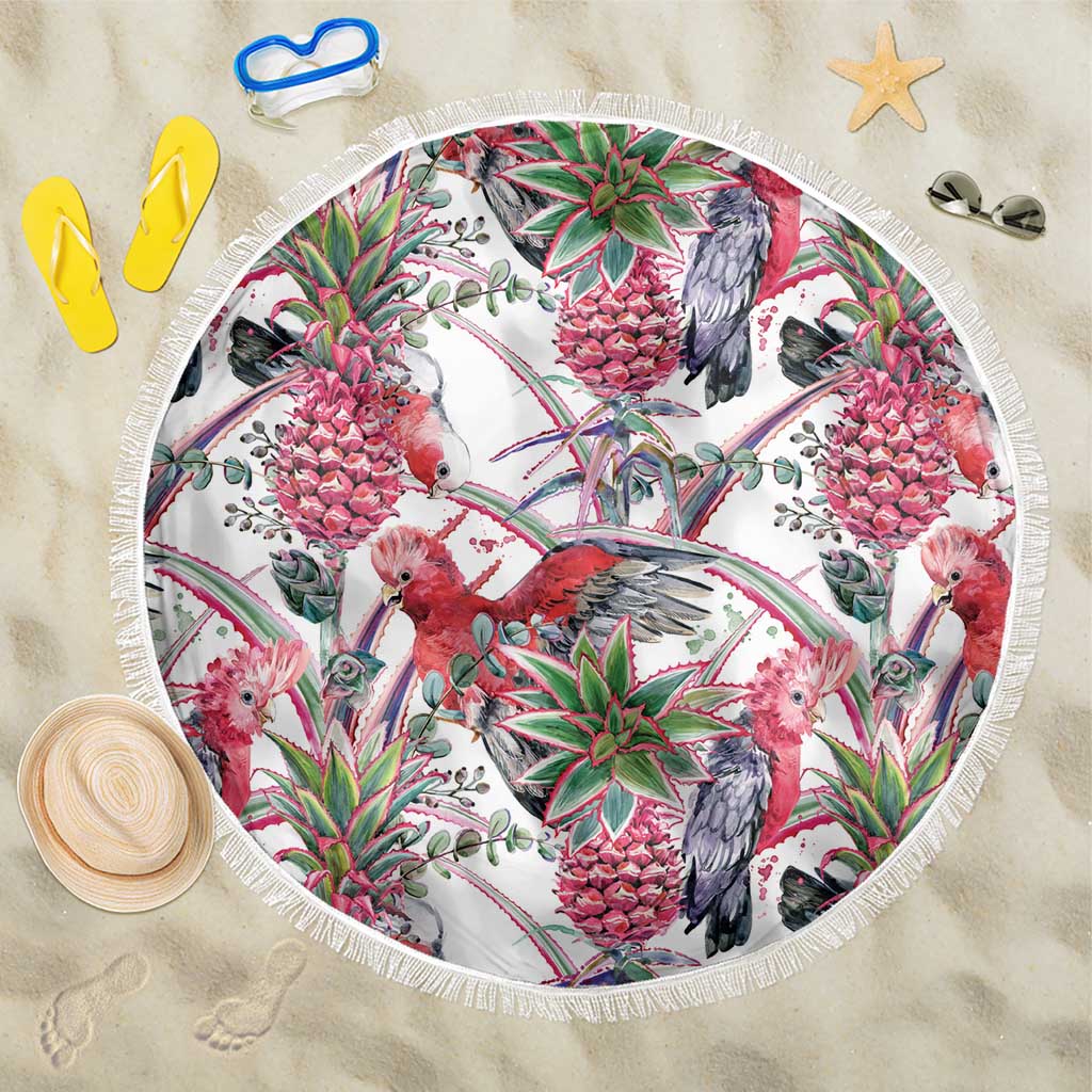 Australia Pink Galah Beach Blanket Rose-breasted Cockatoo Pineapple Seamless Vibes - Aussie Hoodie