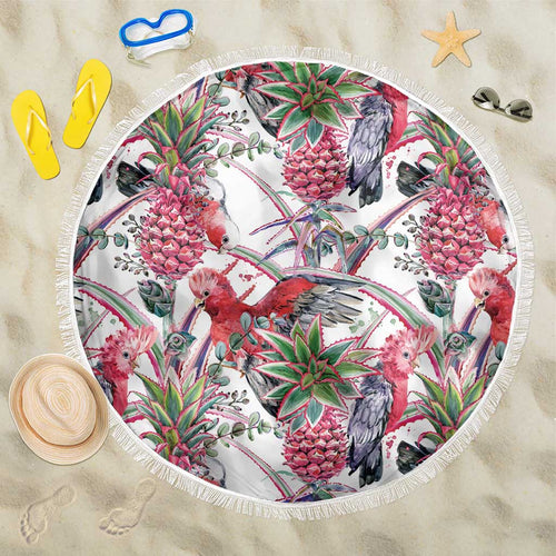 Australia Pink Galah Beach Blanket Rose-breasted Cockatoo Pineapple Seamless Vibes - Aussie Hoodie