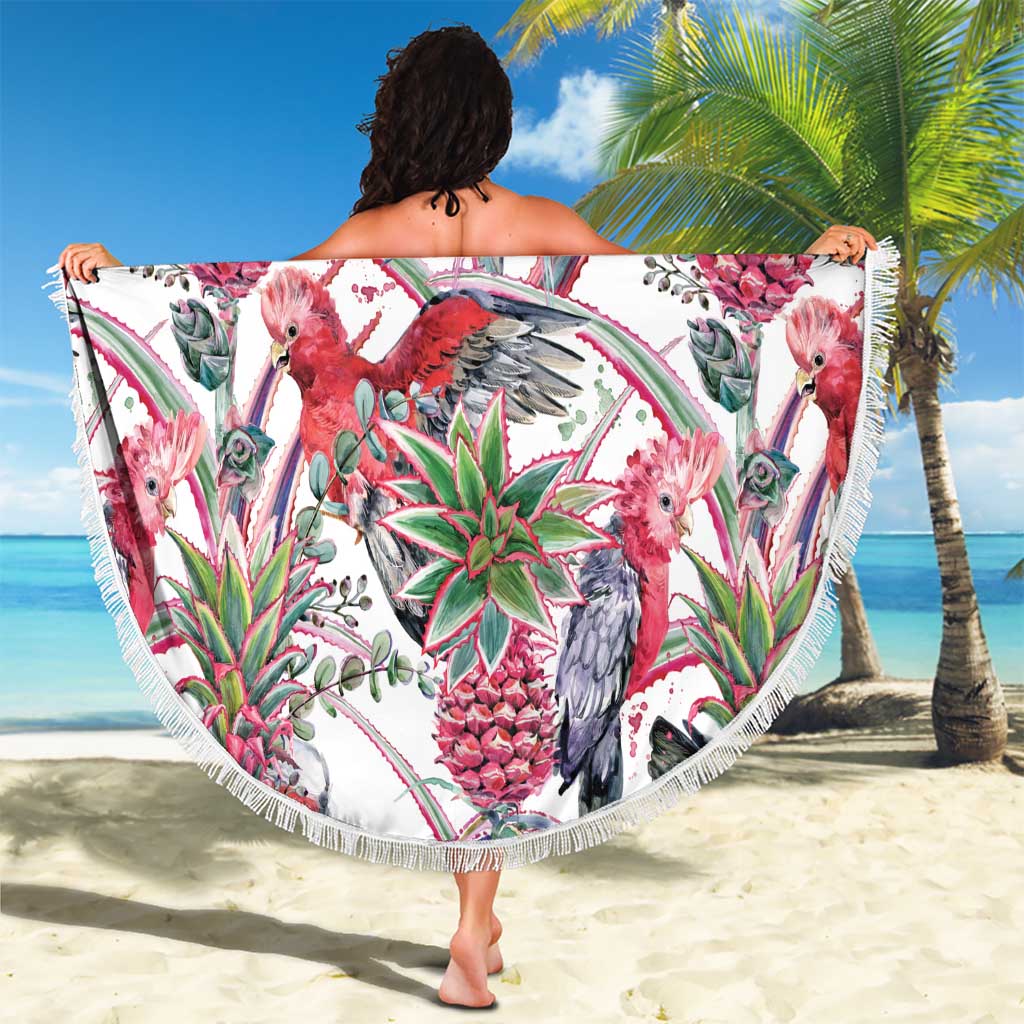 Australia Pink Galah Beach Blanket Rose-breasted Cockatoo Pineapple Seamless Vibes - Aussie Hoodie