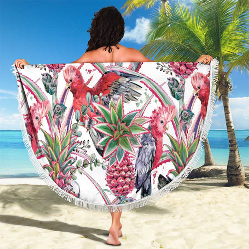 Australia Pink Galah Beach Blanket Rose-breasted Cockatoo Pineapple Seamless Vibes - Aussie Hoodie