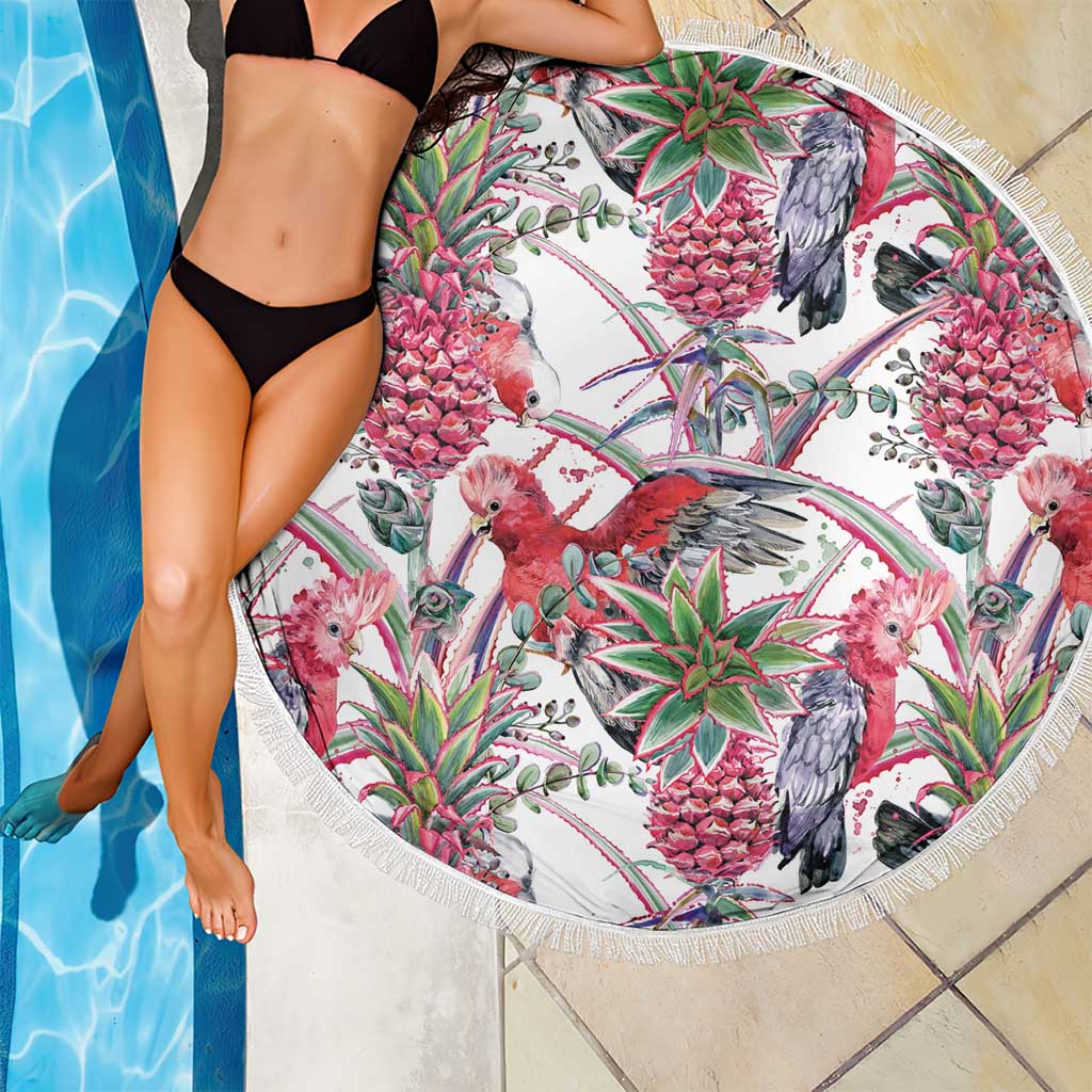Australia Pink Galah Beach Blanket Rose-breasted Cockatoo Pineapple Seamless Vibes - Aussie Hoodie