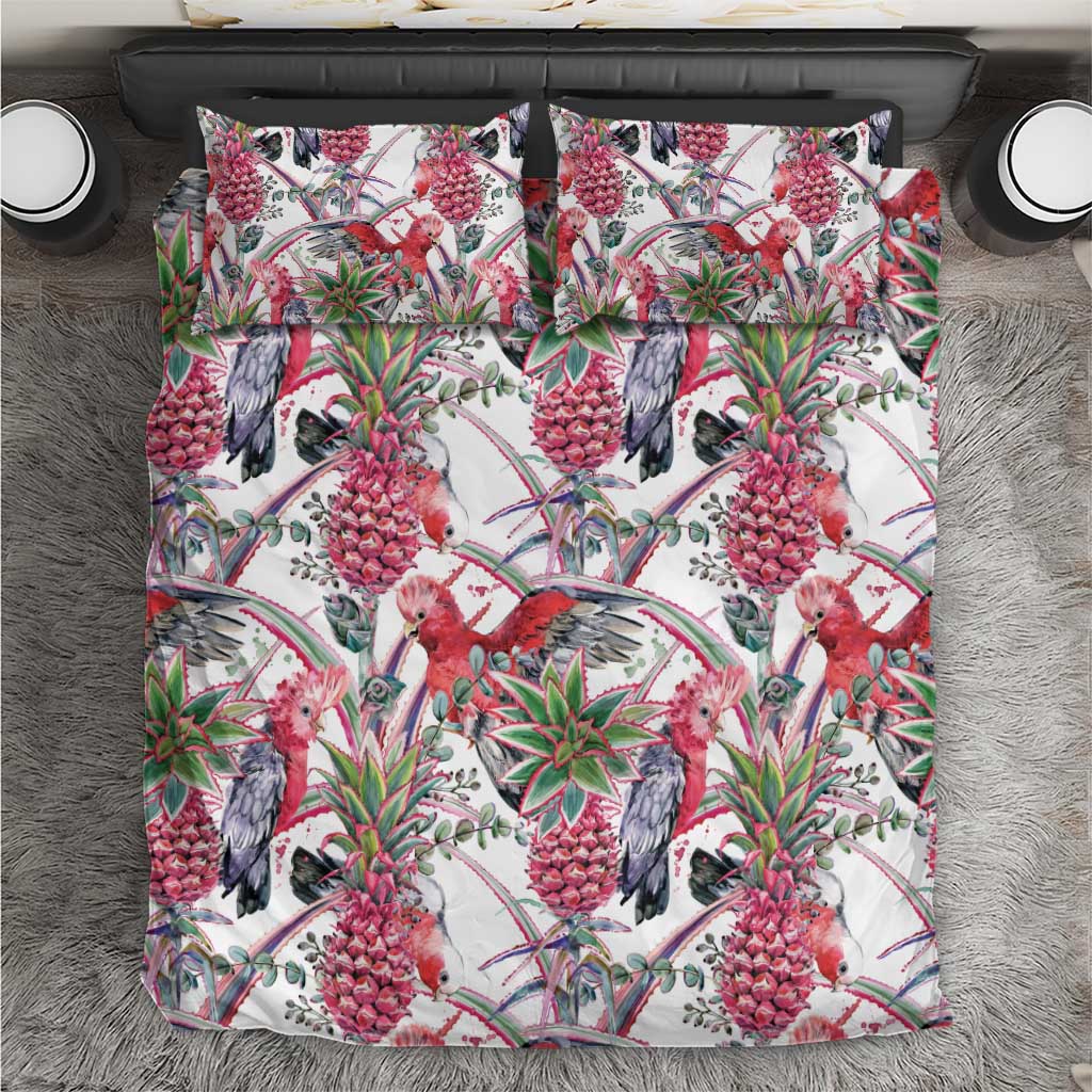 Australia Pink Galah Bedding Set Rose-breasted Cockatoo Pineapple Seamless Vibes - Aussie Hoodie