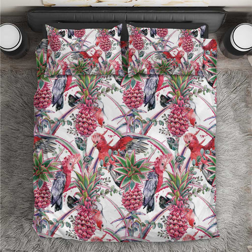 Australia Pink Galah Bedding Set Rose-breasted Cockatoo Pineapple Seamless Vibes - Aussie Hoodie