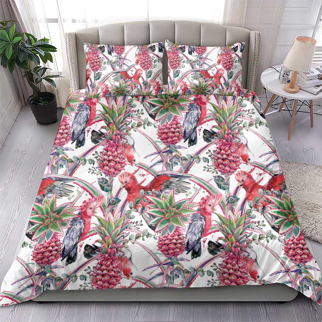 Australia Pink Galah Bedding Set Rose-breasted Cockatoo Pineapple Seamless Vibes - Aussie Hoodie
