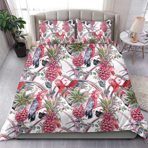 Australia Pink Galah Bedding Set Rose-breasted Cockatoo Pineapple Seamless Vibes - Aussie Hoodie
