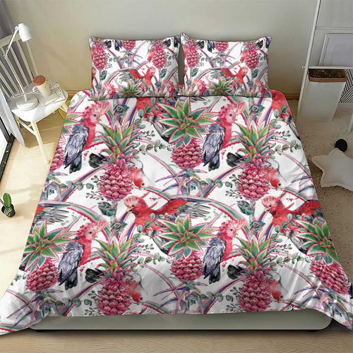 Australia Pink Galah Bedding Set Rose-breasted Cockatoo Pineapple Seamless Vibes - Aussie Hoodie
