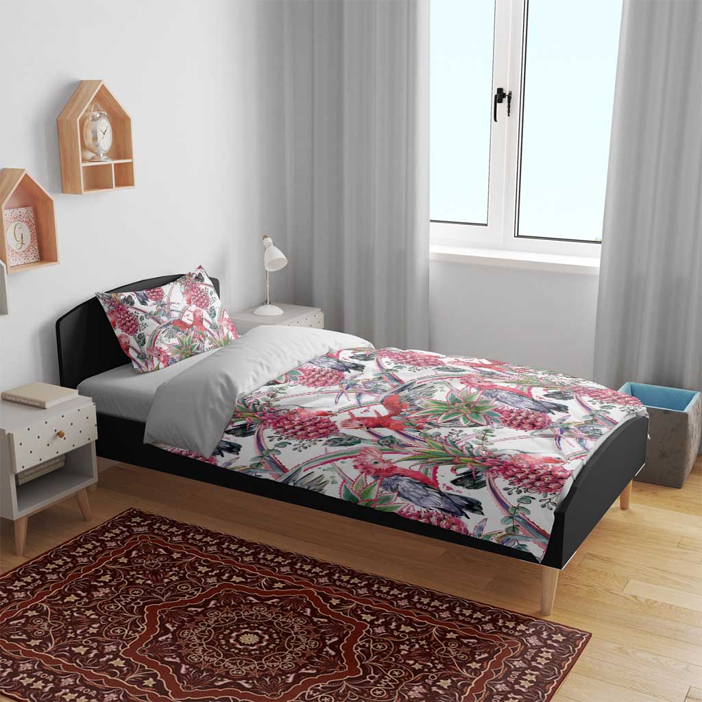 Australia Pink Galah Bedding Set Rose-breasted Cockatoo Pineapple Seamless Vibes - Aussie Hoodie
